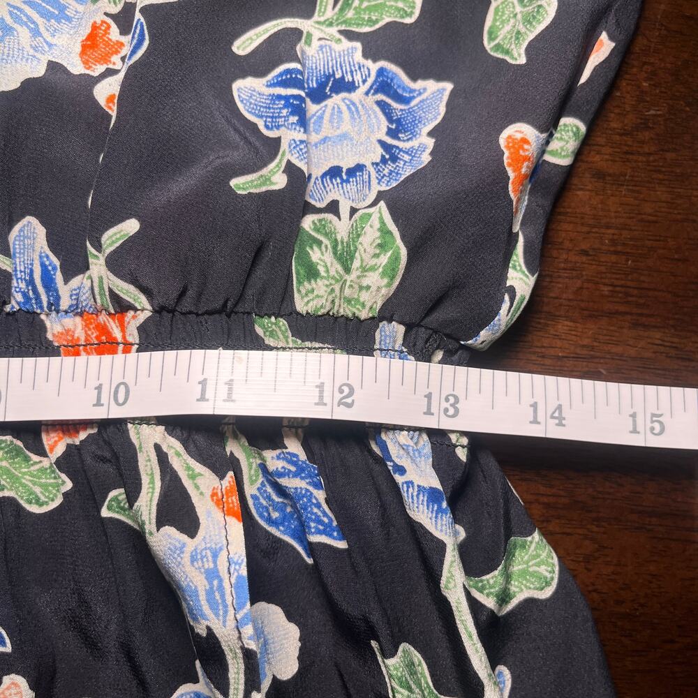 Joie Midi Dress Deme Floral Halter Sleeveless 100% Silk Caviar Black Size Large - Picture 8 of 10